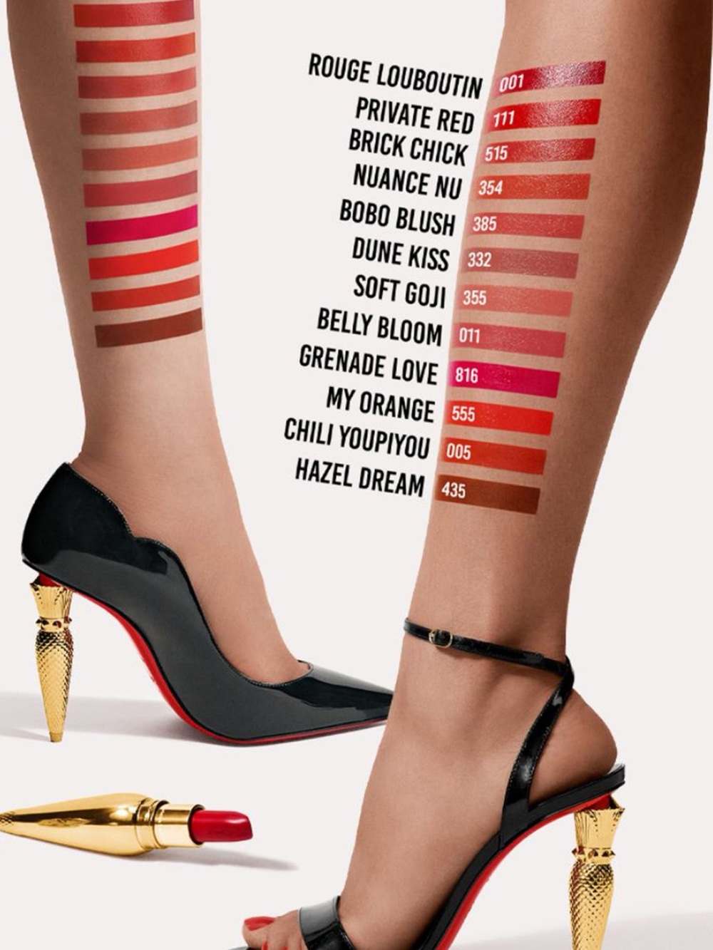 Christian Louboutin Red Lipstick in Gold Sculpted Case in Rouge Louboutin 001 - Picture 3 of 6